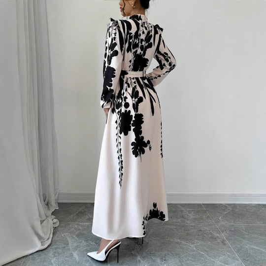 Damen Maxikleid mit floralen Mustern und raffinierten Volants EB