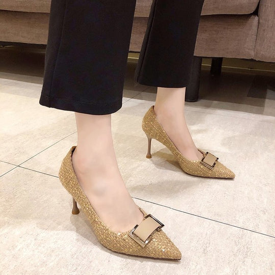Damen elegante spitze Pumps mit glamourösem Schleifenakzent EB