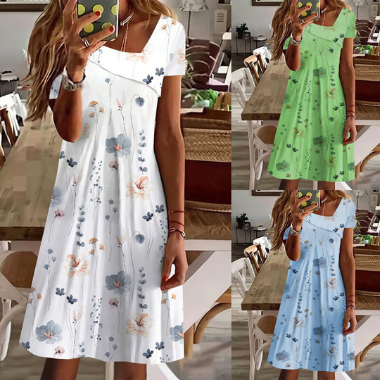 Damen Sommerkleid mit floralem Design und weitem Schnitt EB