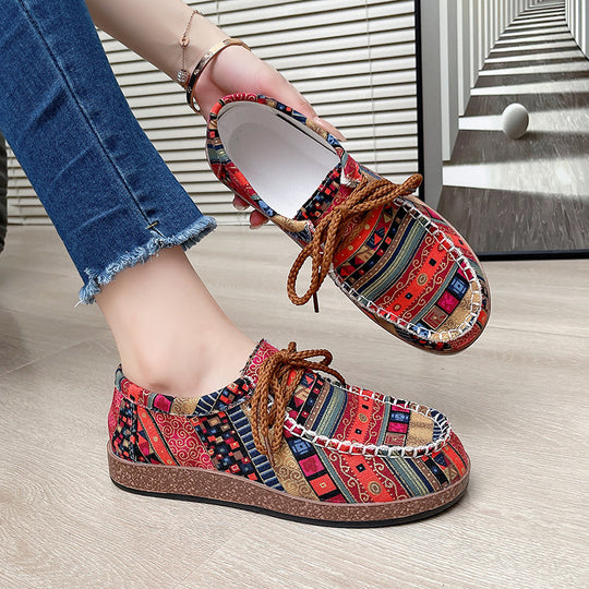 Damen Trendige Mokassins mit buntem Muster EB