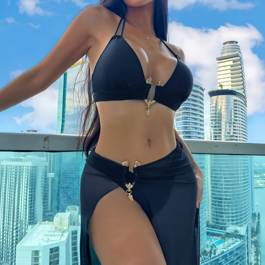 Damen Bikiniset mit transparentem Maxirock EB