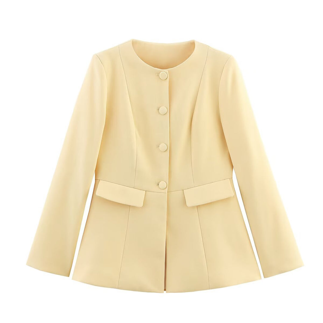Damen elegante Blazerjacke mit dekorativen Knöpfen und Schnittführung EB
