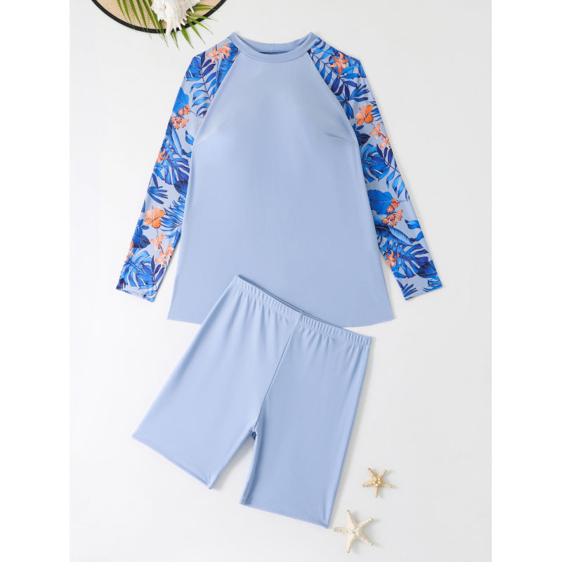 Damen UV-Schutz Schwimmanzug mit langen Ärmeln und Shorts EB