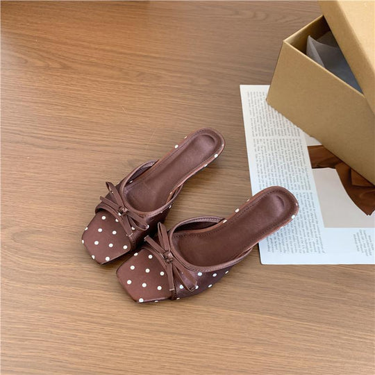 Damen Slingback Sandalen mit Punkten und eleganter Schleifenverzierung EB