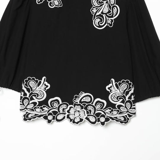 Damenbluse mit floraler Spitze und Volantärmeln EB