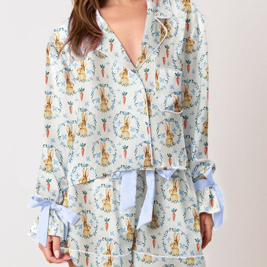 Damen Schlafanzug-Set mit verspieltem Hasen-Muster EB
