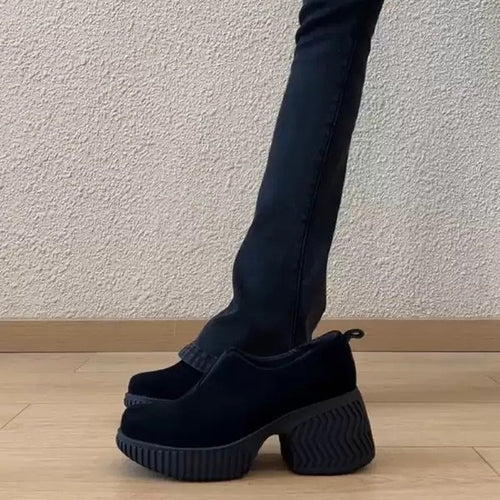 Damen Chunky Slipper mit breiter Gummisohle und elastischem Einschlupf EB