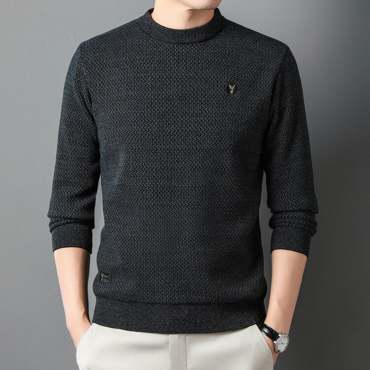 Herren Strukturierter Pullover mit Rundhalsausschnitt und hochwertiger Stricktextur EB
