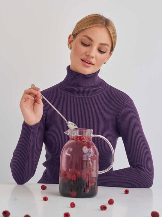 Damen Rollkragenpullover mit geripptem Design und lässigem Schnitt EB