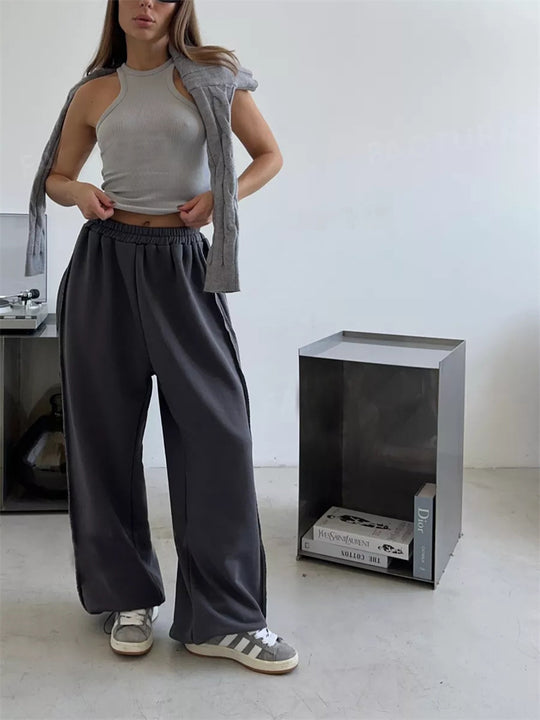 Damen nan weite Lounge-Jogginghose mit elastischem Komfortbund und seitlichen Eingrifftaschen EB