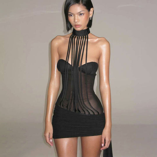 Damen Glamouröses Minikleid mit raffinierten Cut-Out-Details EB