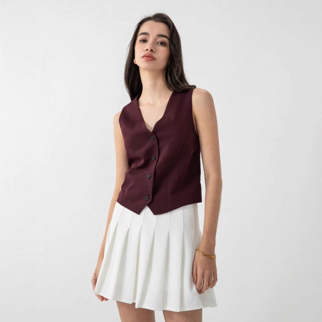Damen elegante Weste mit modernem Schnitt und praktischen Knopfdetails EB