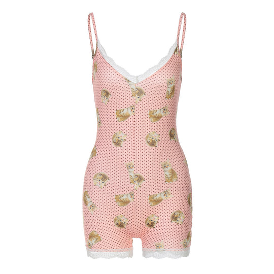 Damen sexy Overall mit Leopardenmuster EB