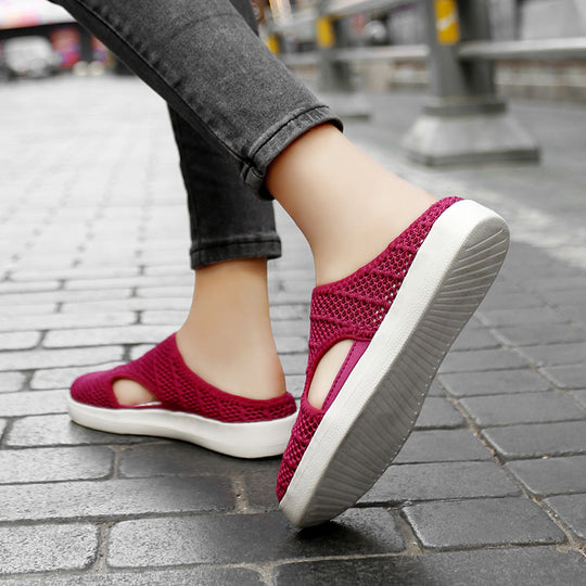 Damen Atmungsaktive Slip-On Clogs mit elastischem Netzdesign EB