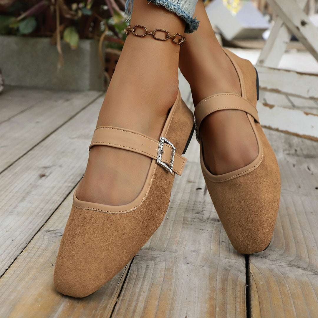 Damen Elegante und bequeme Ballerinas mit verstellbarem Riemen EB