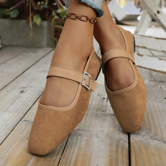 Damen Elegante und bequeme Ballerinas mit verstellbarem Riemen EB