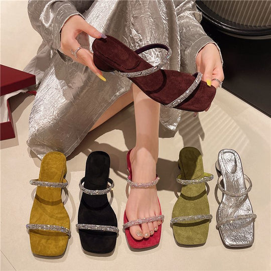 Damen elegante Riemchen-Sandalen mit Glitzerakzenten EB