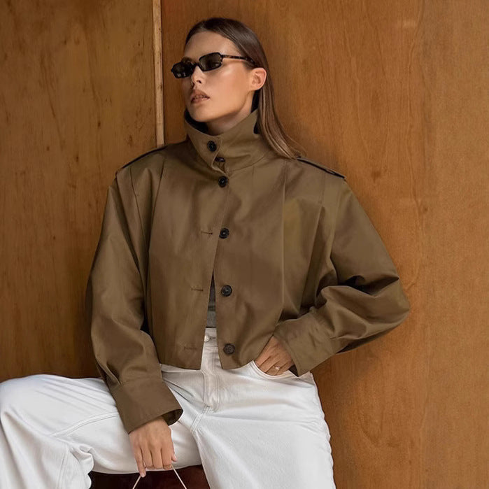 Damen Oversized Utility-Jacke mit strukturiertem Design und praktischen Taschen EB