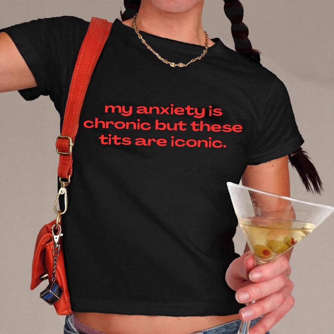 Damen Crop-T-Shirt mit inspirierendem Schriftzug und figurbetontem Schnitt EB