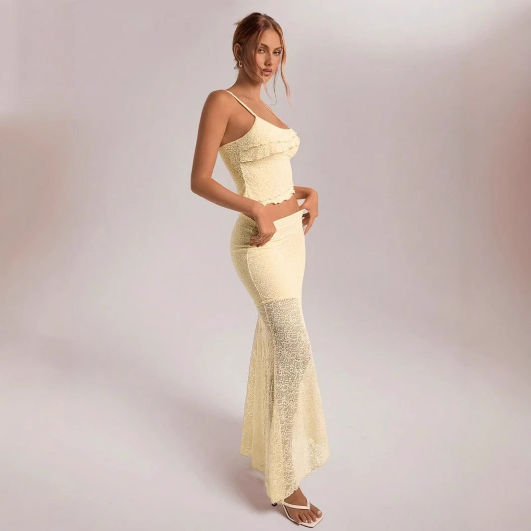 Damen Spitzen Set mit Rüschendetails EB