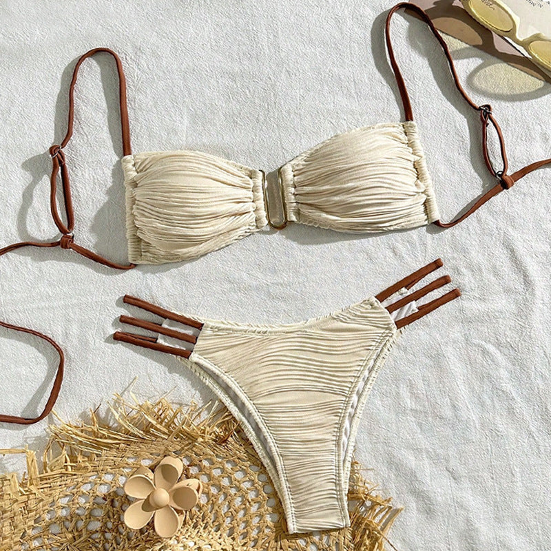 Damen Bandeau-Bikini mit raffiniertem Rüschendesign EB