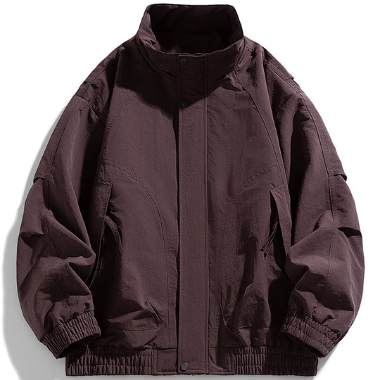 Herren moderner Utility-Blouson mit Stehkragen, verdeckter Druckknopfleiste und elastischem Saum EB