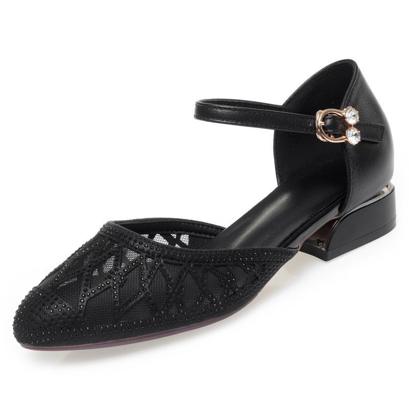 Damen Ballerinas mit elegantem Riemchen und modischem Strassdetail EB