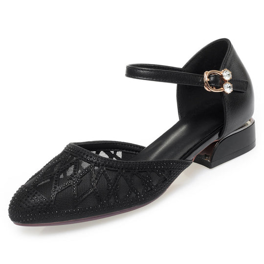 Damen Ballerinas mit elegantem Riemchen und modischem Strassdetail EB