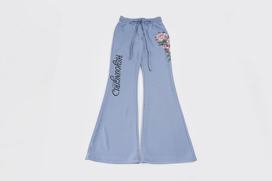Damen nan ausgestellte Jersey-Sweathose mit Kordelzug, floralem Seitenprint und Statement-Schriftzug EB