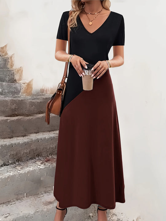 Maxikleid mit Farbblock für Damen EB