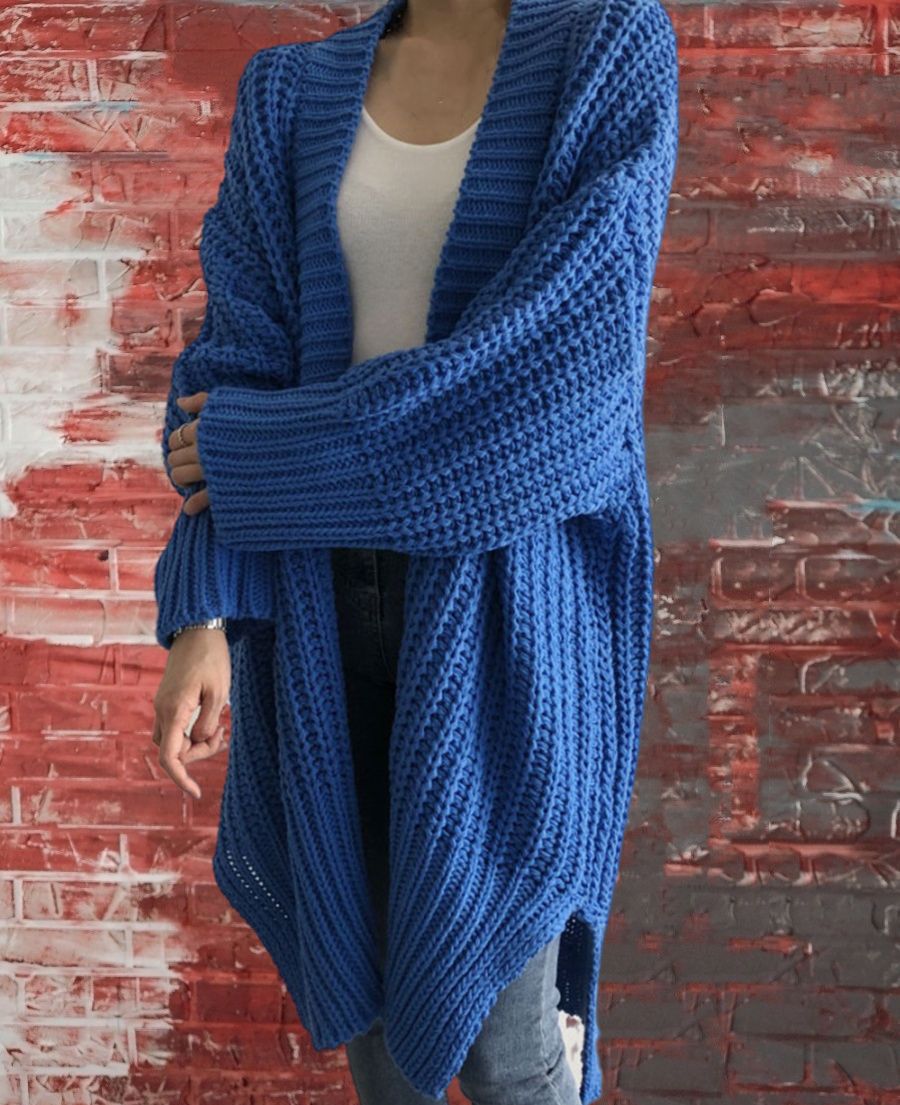 Damen Großer Strickcardigan mit offenem Schnitt und breiten Ärmeln EB