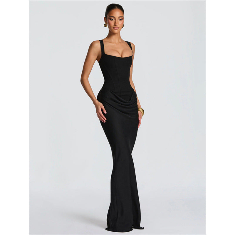 Damen Elegantes Maxikleid mit raffiniertem Drapierungsdesign EB