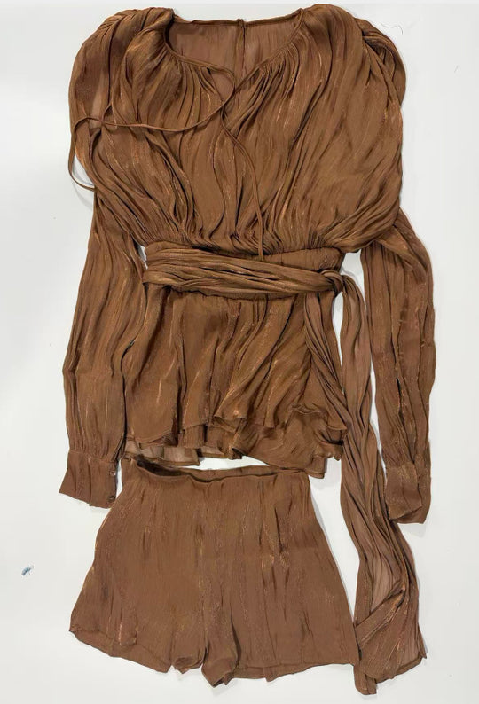 Damen Chiffon Minikleid mit eleganten Rüschendetails und verführerischem Wickeldesign R&B