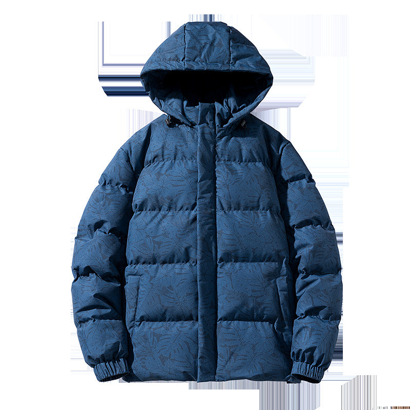 Herren gesteppte Daunenoptik-Kapuzenjacke mit botanischem Allover-Print, windabweisender Außenhülle und thermischer Synthetikfüllung EB
