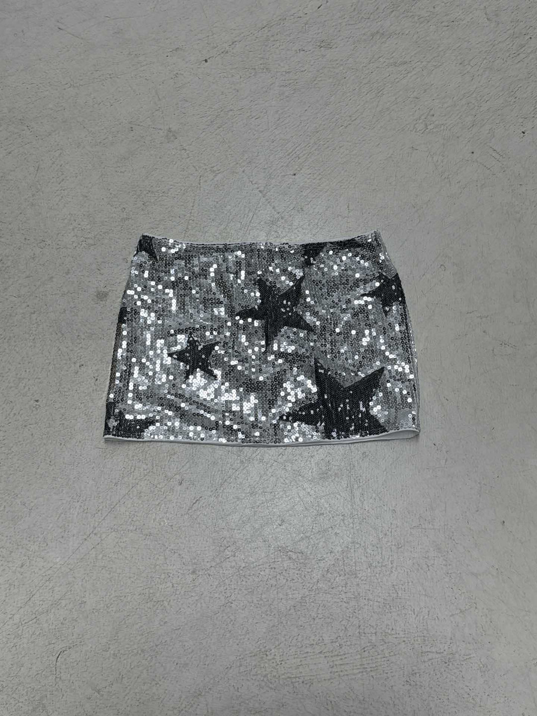 Damen Minirock aus funkelndem Pailletten mit Sternenmotiv EB