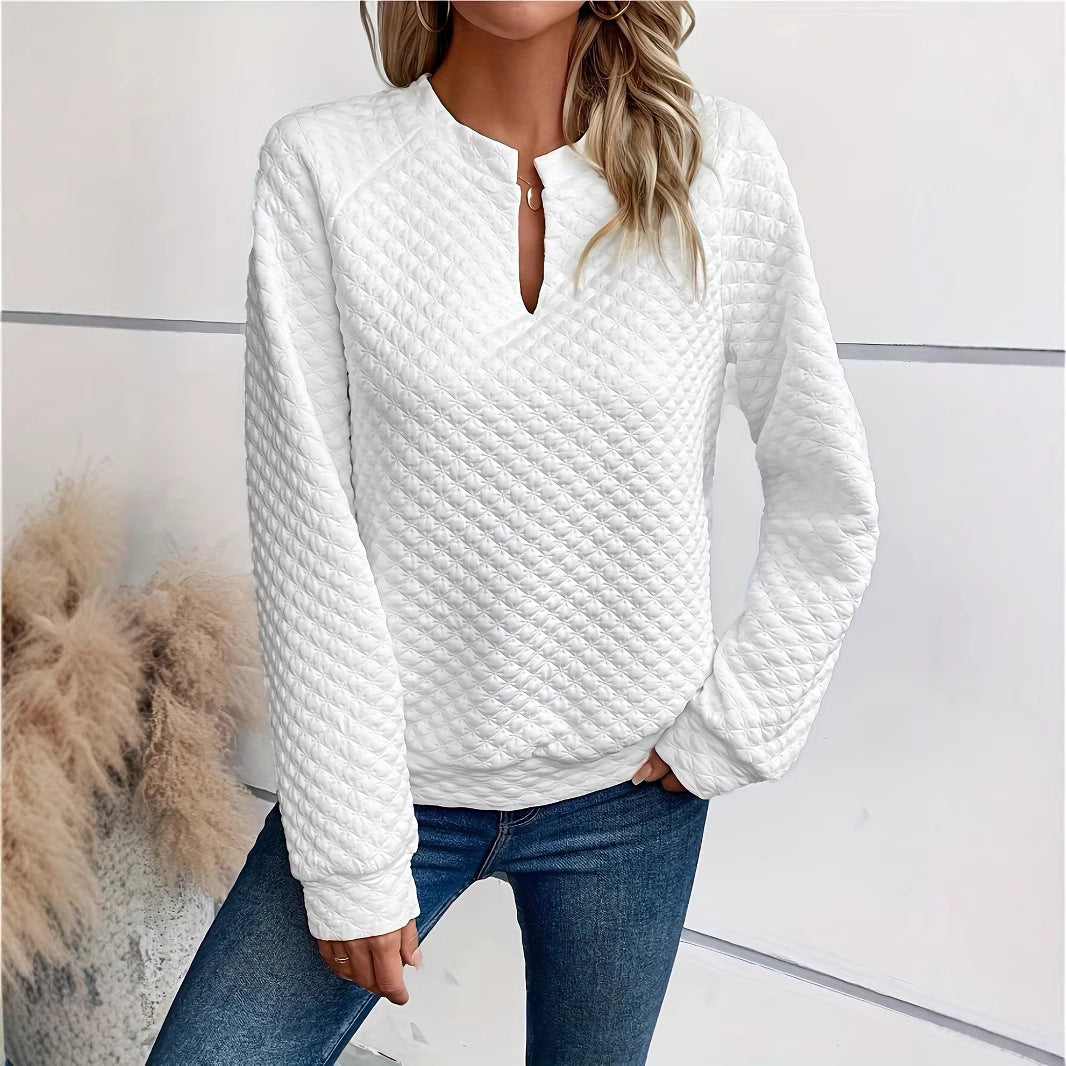 Damen modischer Stehkragen-Pullover mit strukturiertem Design EB
