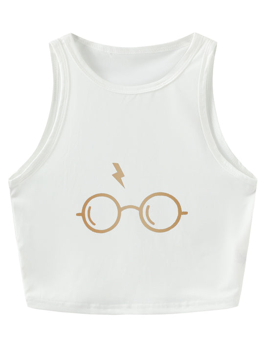 Damen Crop-Top mit auffälligem Schriftzug und körpernahem Schnitt EB