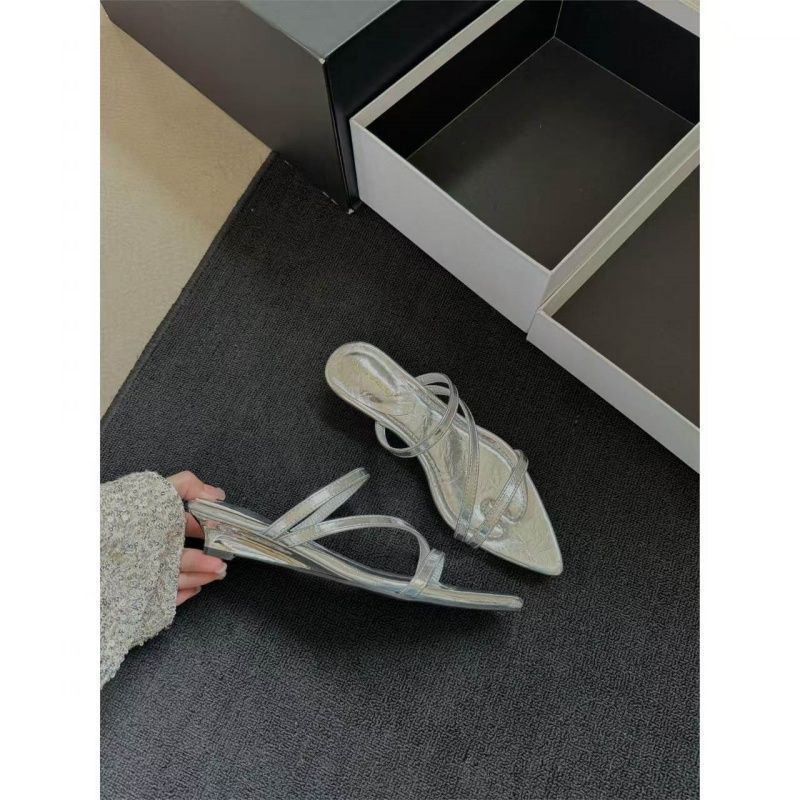 Damen elegante Slingback Sandalen mit v-förmiger Zehenpartie EB