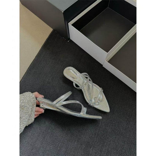 Damen elegante Slingback Sandalen mit v-förmiger Zehenpartie EB