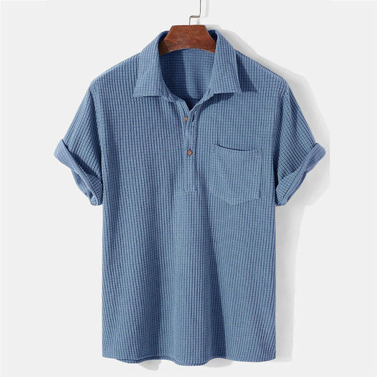 Herren Kurzarm Henley-Shirt mit strukturiertem Stoff und praktischer Brusttasche EB