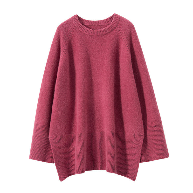Damen Eleganter, lässiger Strickpullover mit weitem Schnitt und detailreichen Ärmeln EB