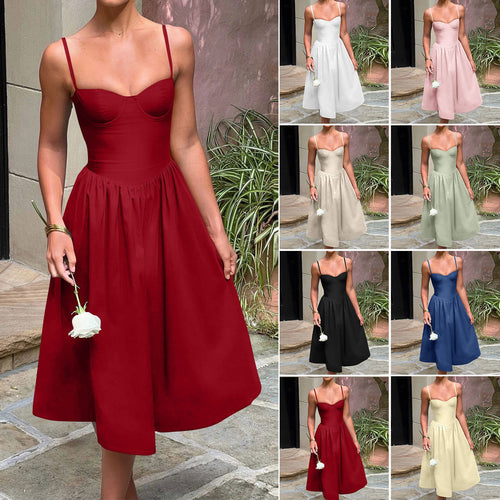 Damen Midi-Kleid mit taillierter Silhouette und A-Linie EB