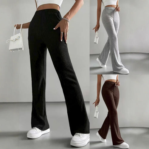Damen Elegante und bequeme Rippen-Hose mit hohem Bund EB