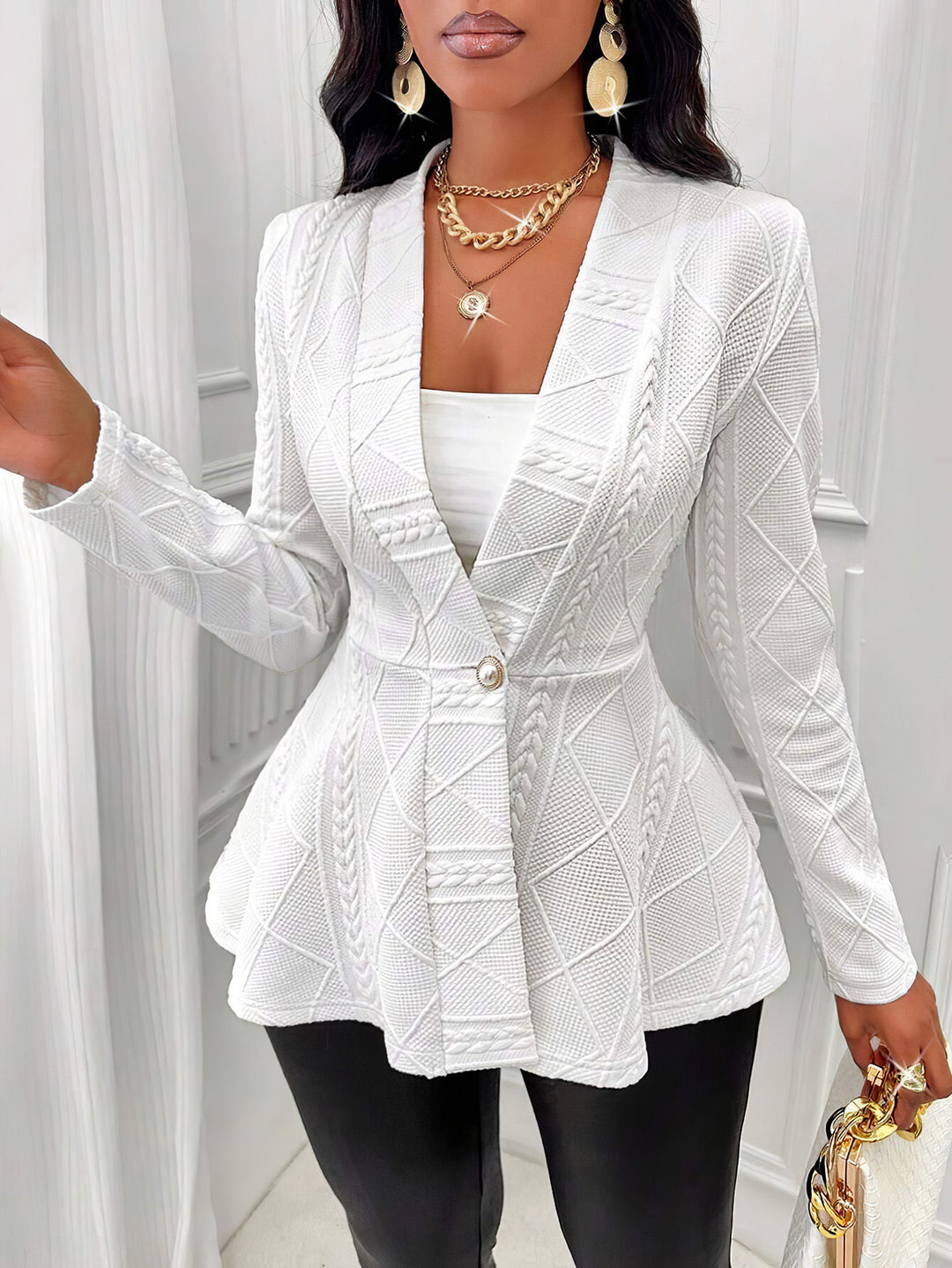 Damen elegante Blazerjacke mit strukturiertem Design und taillierter Silhouette EB