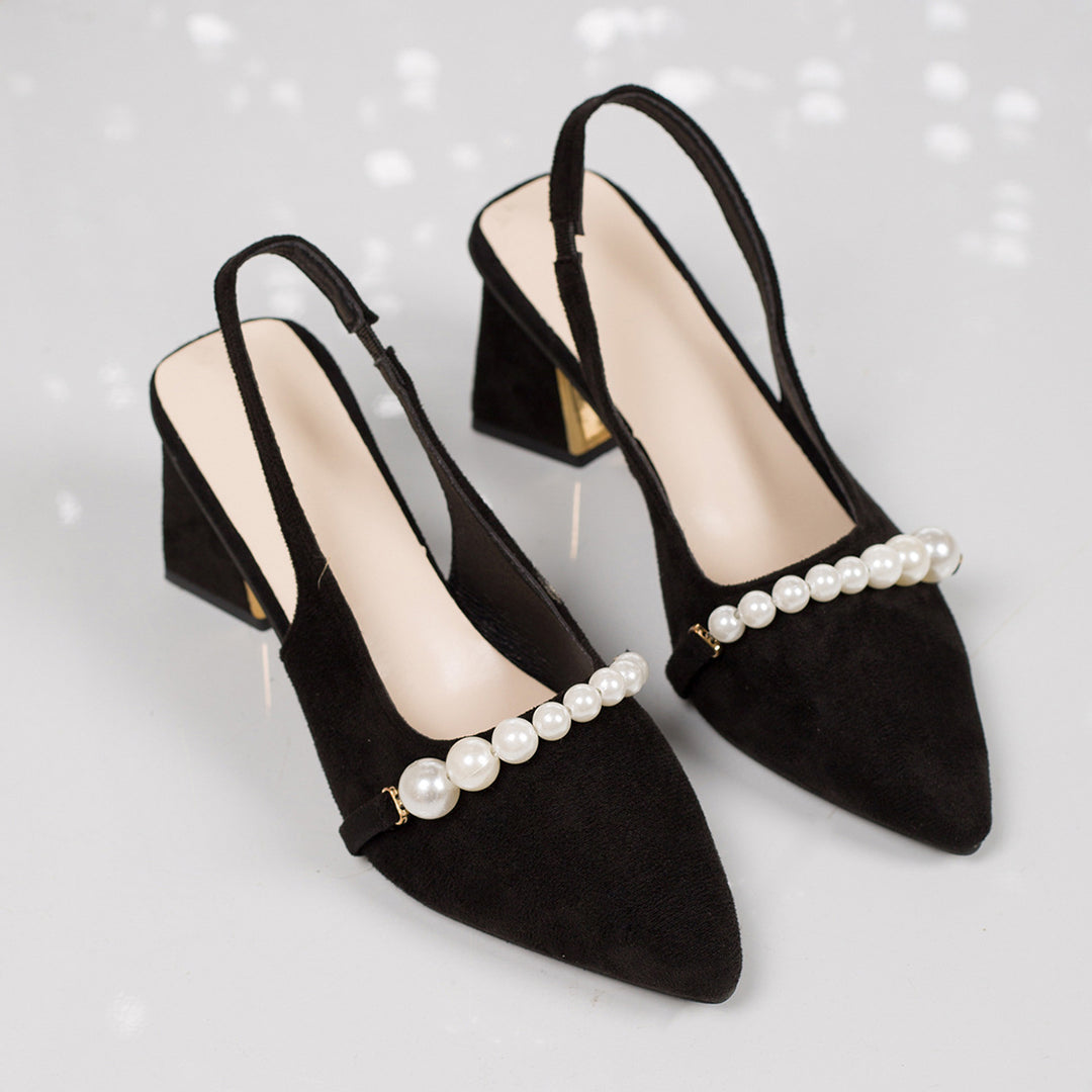 Damen Slingback-Pumps mit elegantem Perlenbesatz und stabiler Absatzhöhe EB