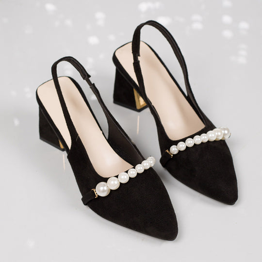 Damen Slingback-Pumps mit elegantem Perlenbesatz und stabiler Absatzhöhe EB