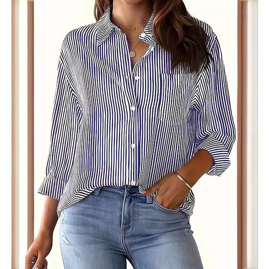 Damen lässige Bluse mit Streifen EB