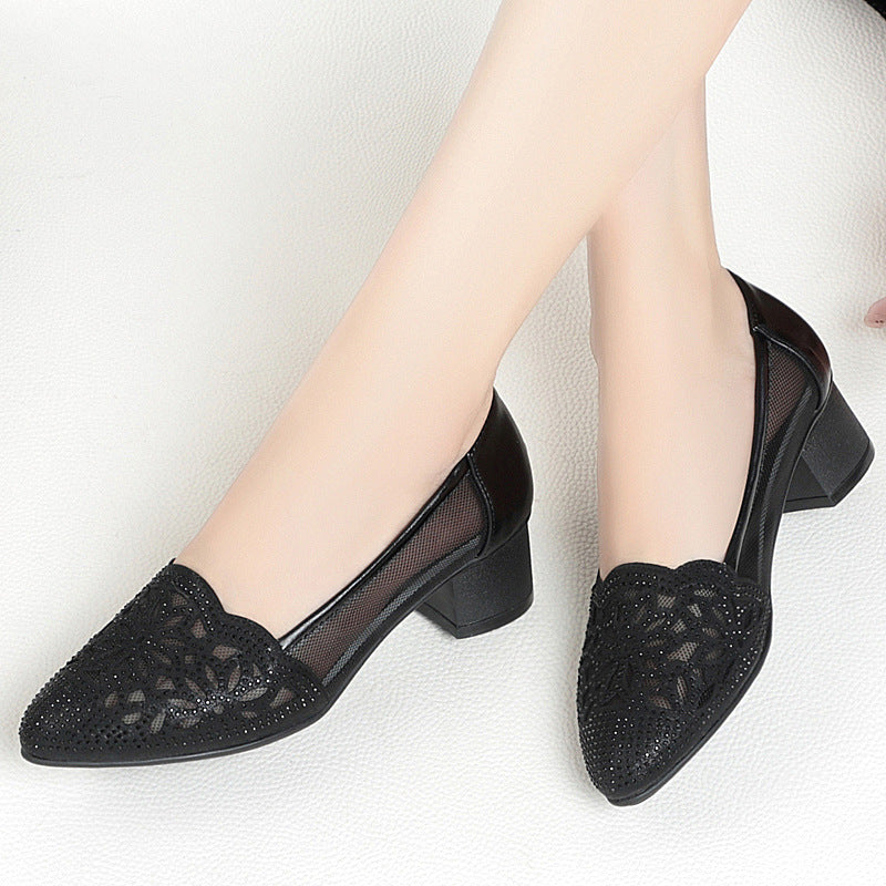 Damen Elegante und luftige Ballerinas mit floralem Lochdesign EB
