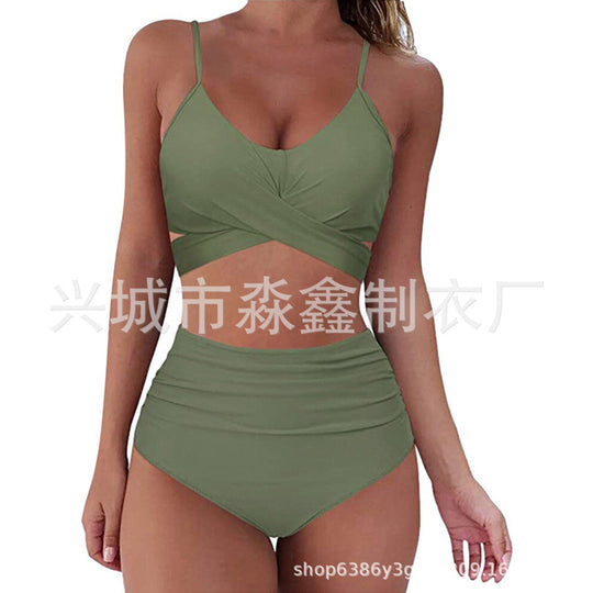 Damen Crop-Top Bikini-Set mit geflochtenem Design EB