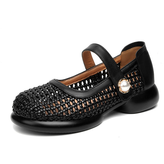 Damen Komfortable Ballerinas mit verziertem Riemen EB